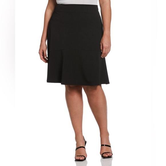 Rafaella Plus Size a Line Flounce Skirt - Black - Picture 1 of 4